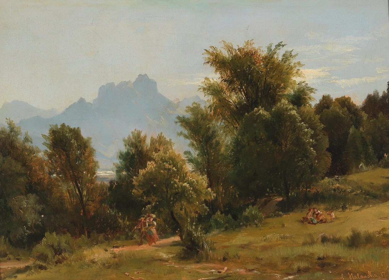 Escena con árboles cerca de Brannenberg, Baviera de Ludwig Halauska