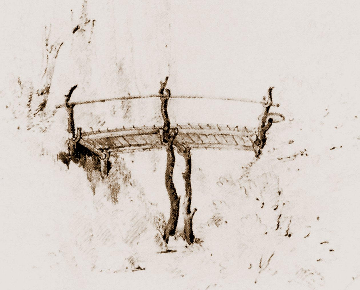 Puente de madera, diseño de Persius para el parque Klein-Glienicke de Ludwig Persius