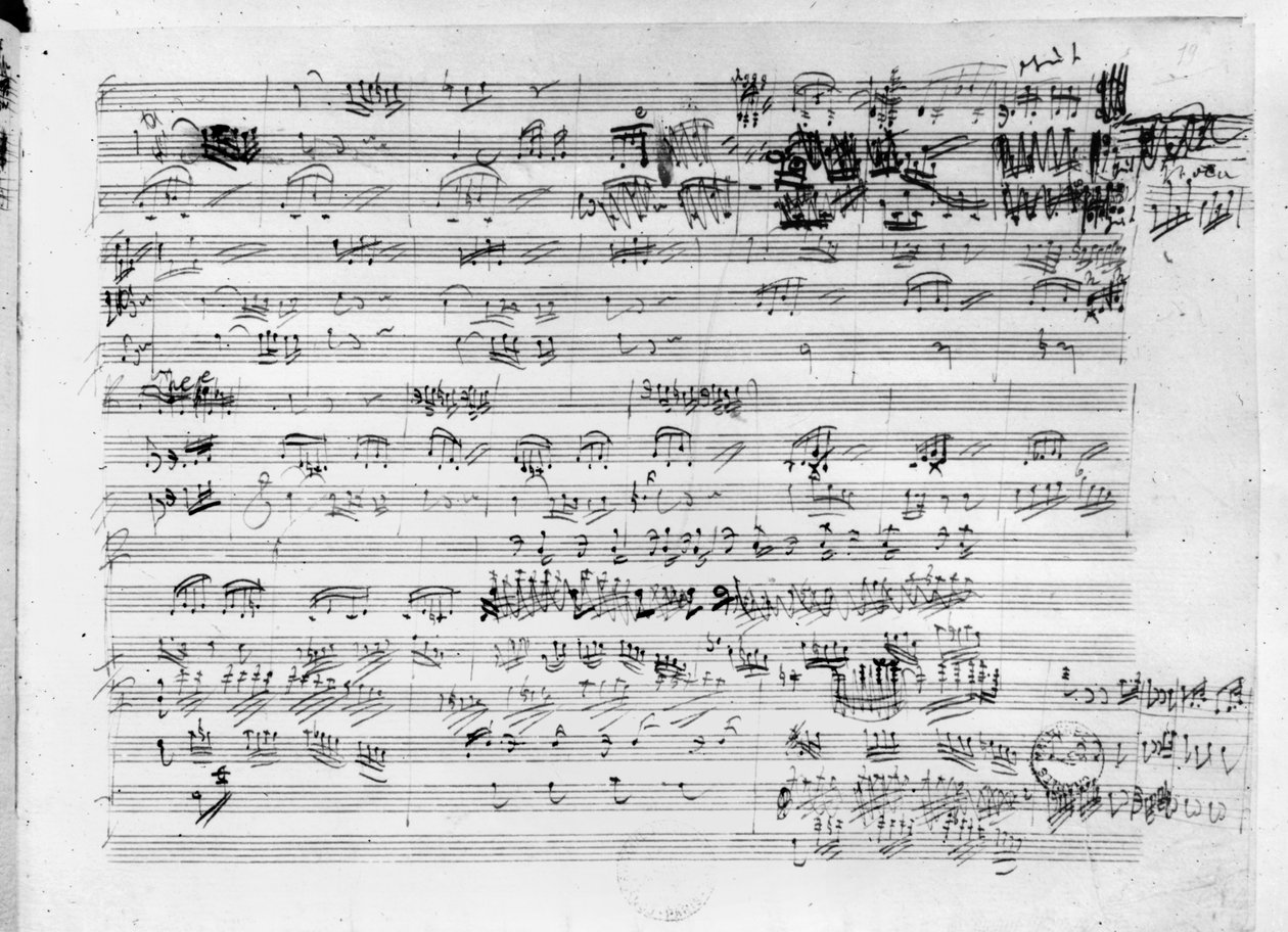 Partitura autógrafa para el Trío mi bemol opus 3 de Ludwig van Beethoven
