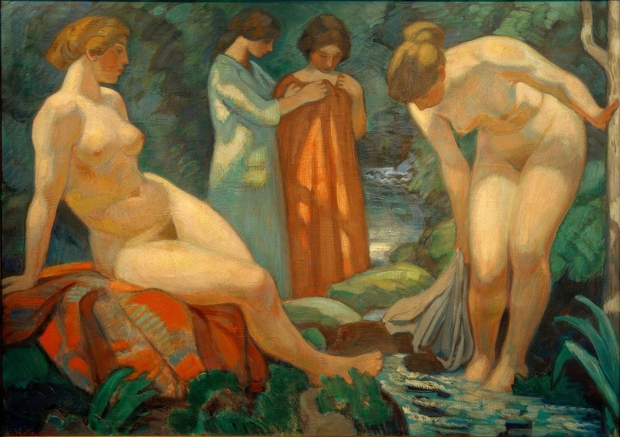 Mujeres en el manantial del bosque de Ludwig von Hofmann