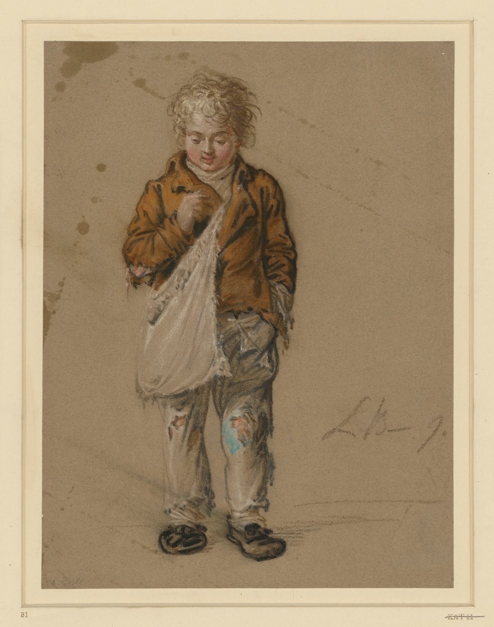 Niño mendigo con bolsa de Ludwig Buchhorn