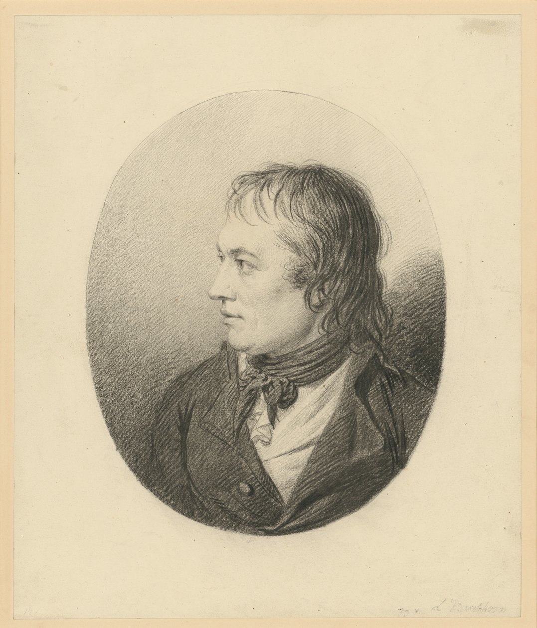 Retrato de un hombre de medio cuerpo en un medallón de Ludwig Buchhorn