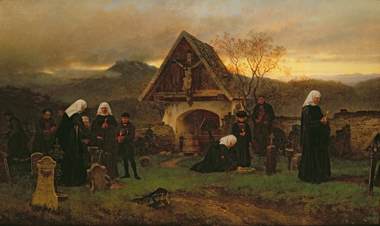 Día de Todos los Santos en el Cementerio de Ludwig Friedrich Wilhelm Riefstahl
