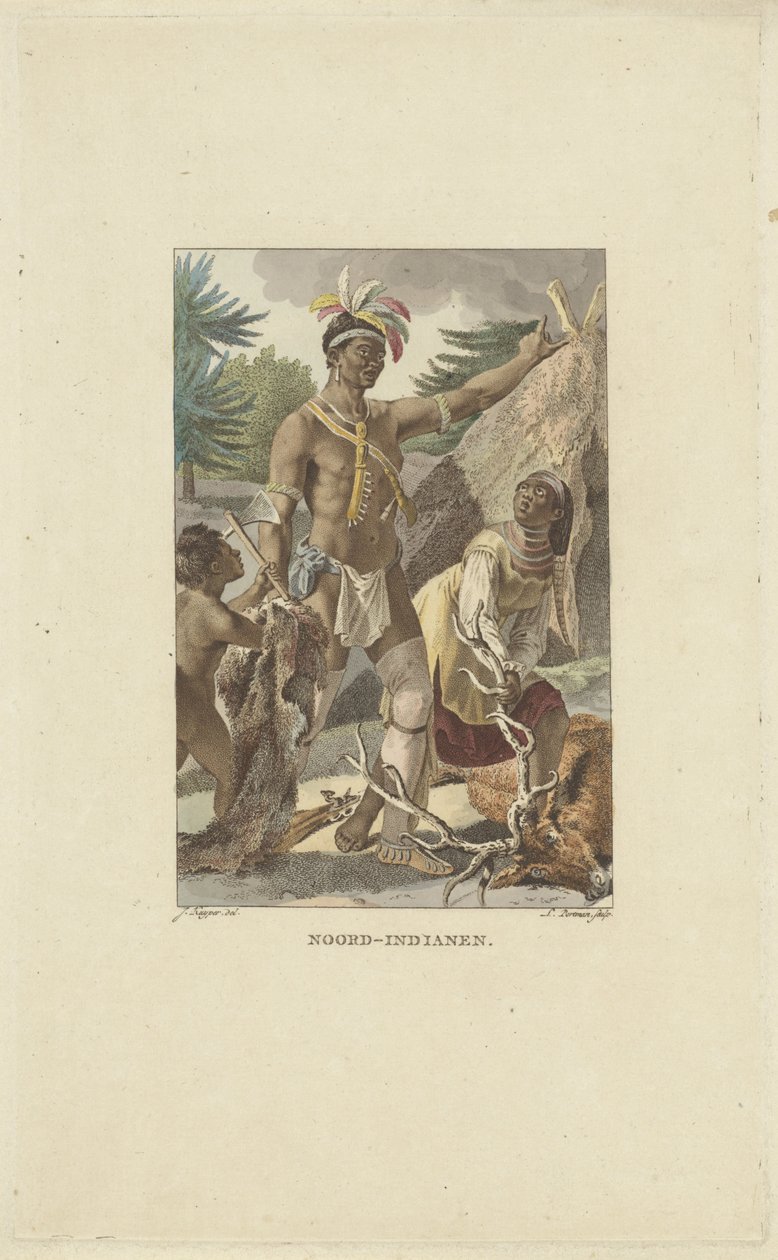 Familia iroquesa frente al tipi
Indios del Norte (título en el objeto) de Ludwig Gottlieb Portman