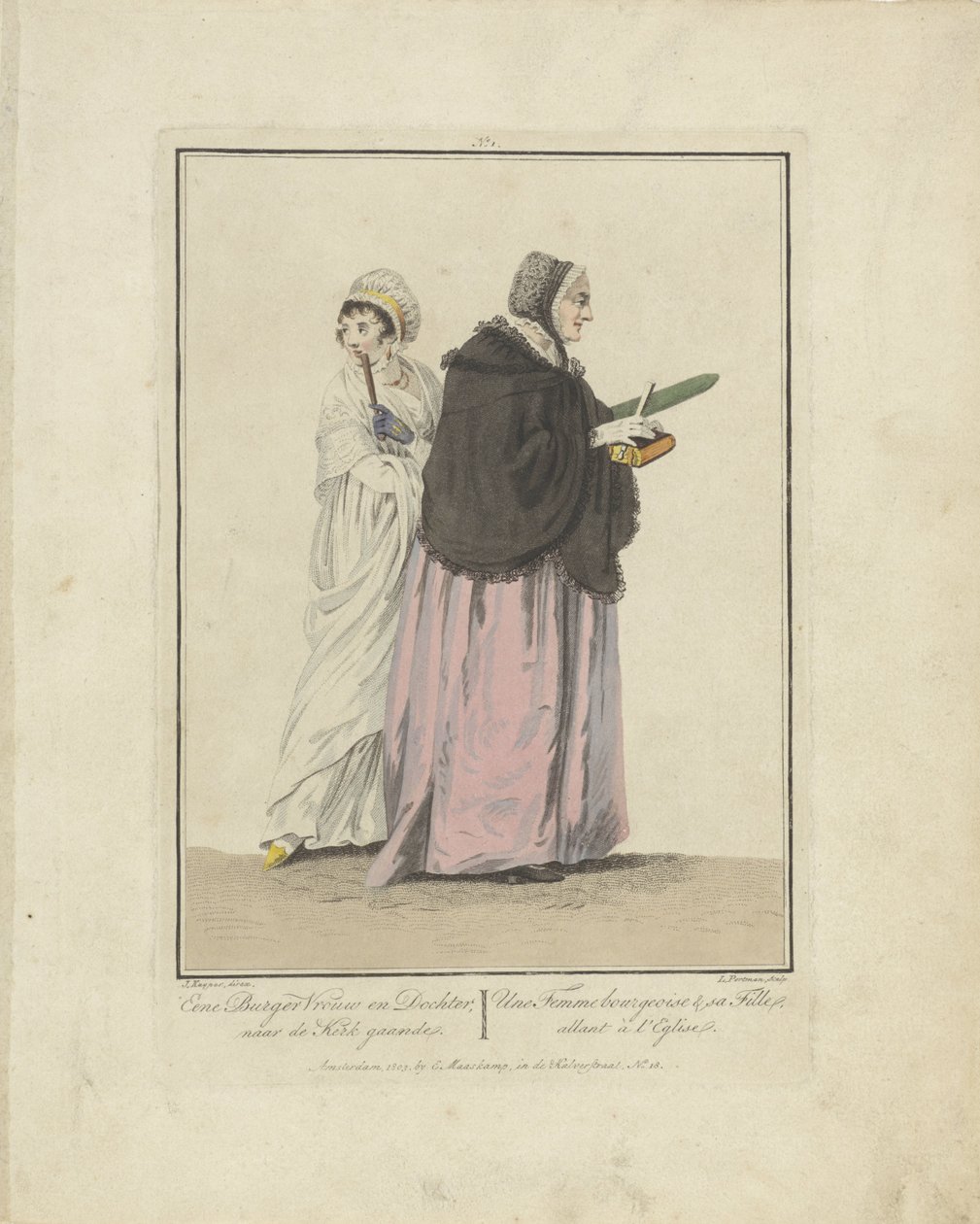 Madre e hija van a la iglesia
A Bourgeois Woman and Daughter; going to Church / Une Femme bourgeoise & sa Fille, allant à l
