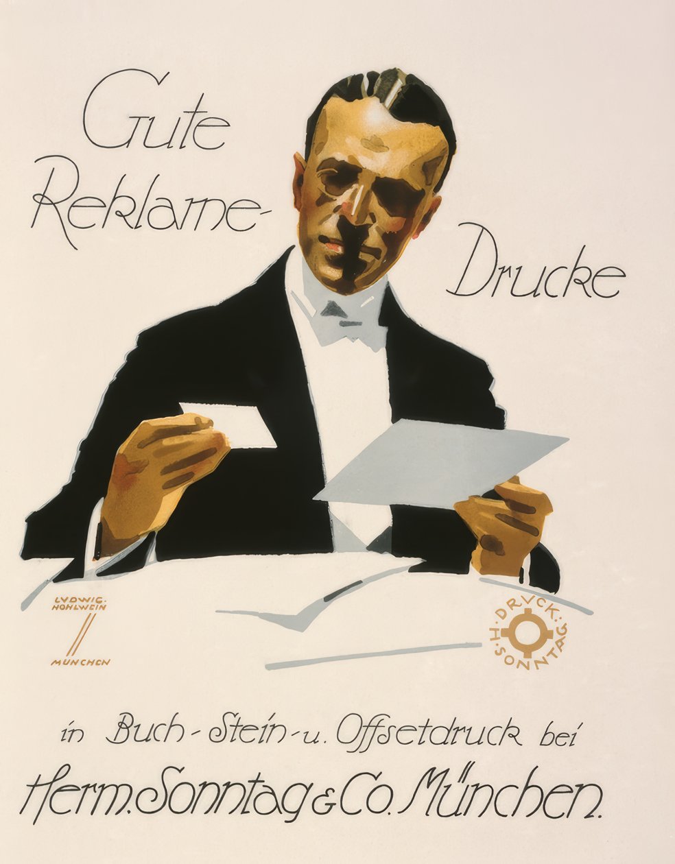 Buena impresión publicitaria en Herm. Sonntag y Co. Múnich de Ludwig Hohlwein