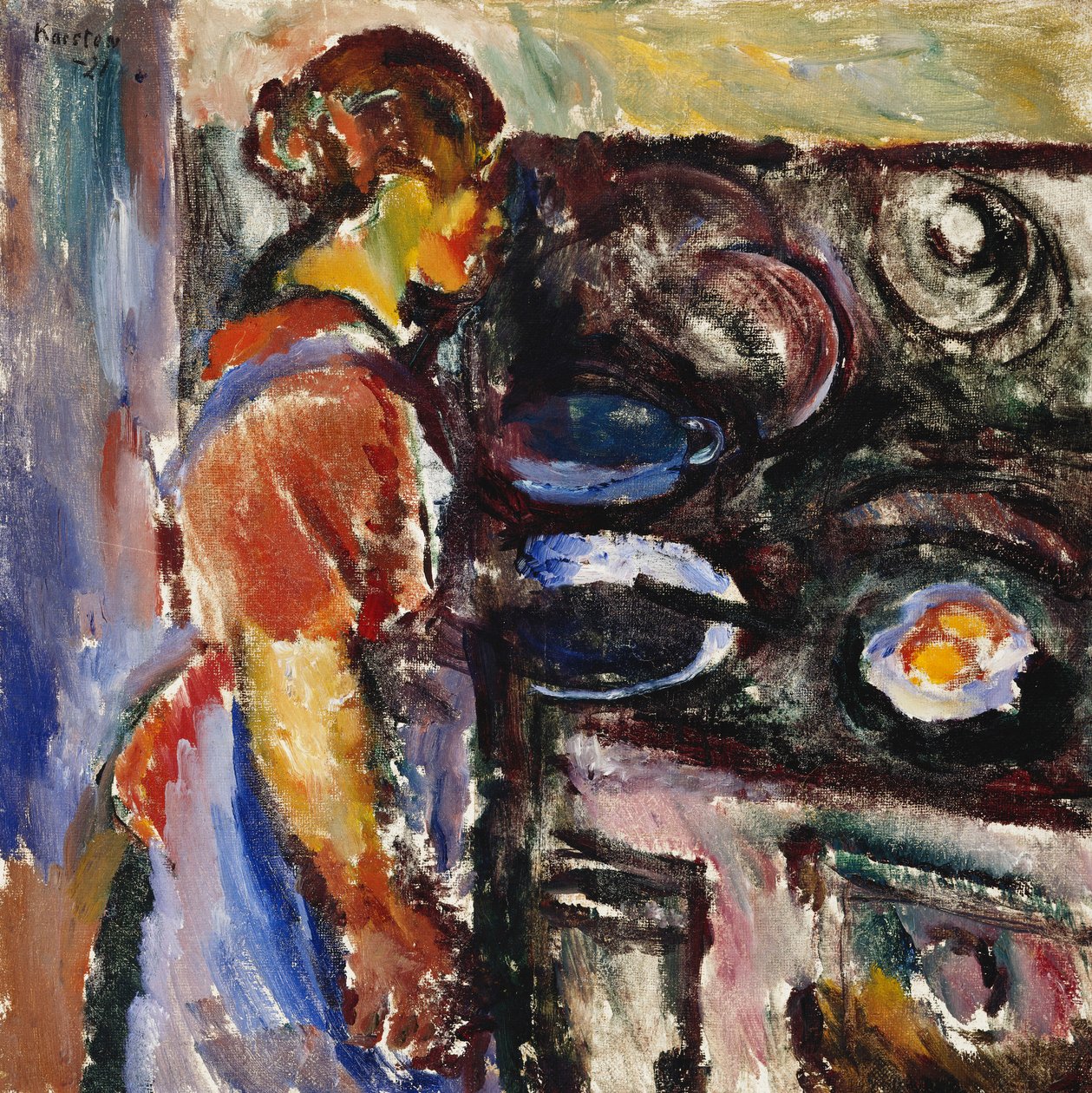 Chica en la cocina; Pike I Kjokken, 1921 de Ludvik Peter Karsten