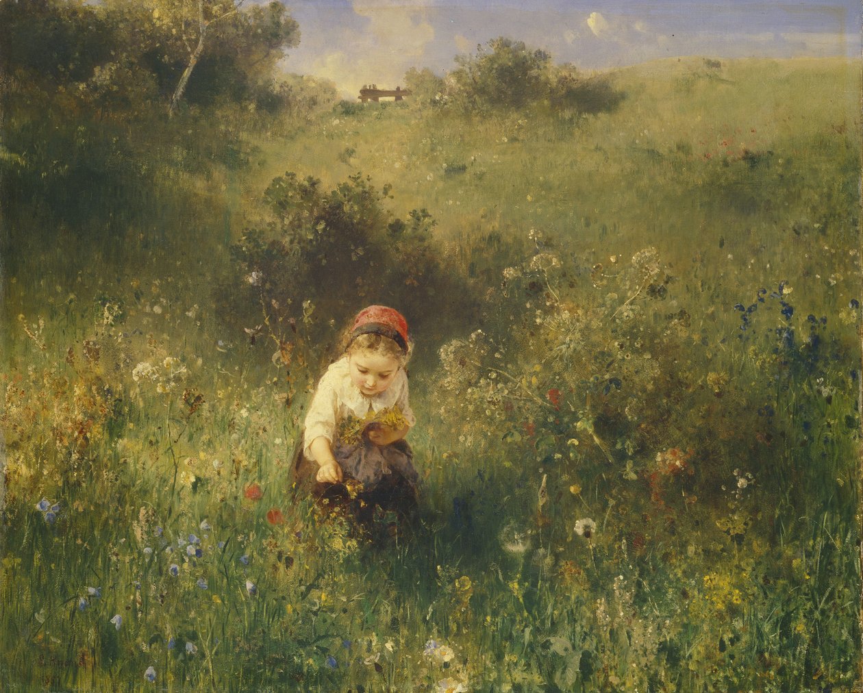 Niña en un campo, 1857 de Ludwig Knaus