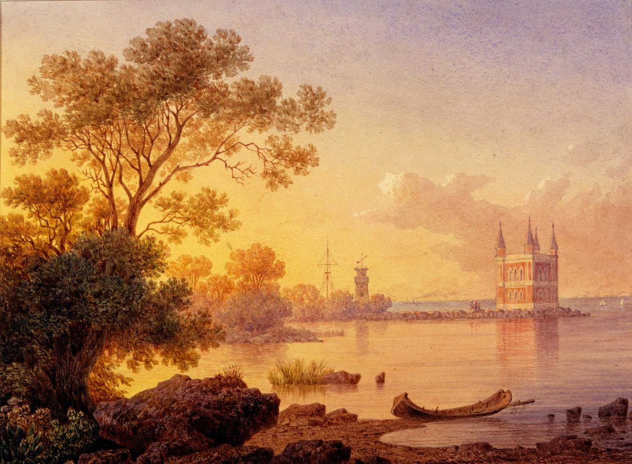 Vista del pabellón de la Rosa Ozerki en Peterhof de Ludwig Premazzi