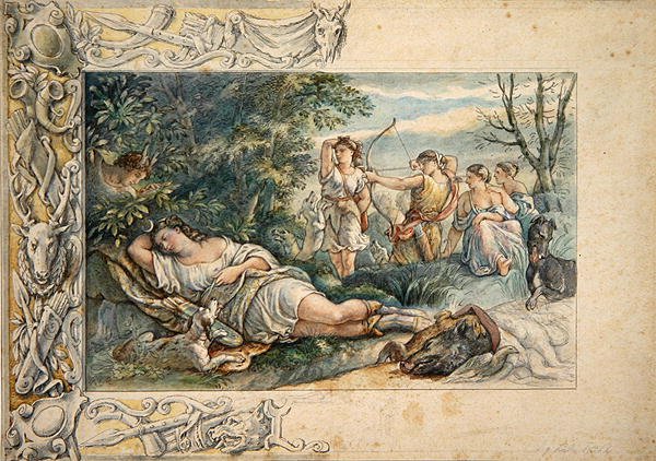 Diana Durmiente con Compañeras de Ludwig Sigismund Ruhl