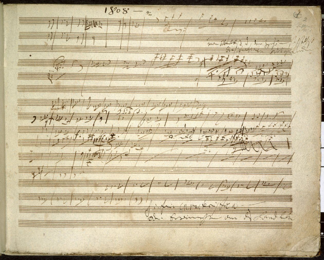 Agregar. 31766, f.2 Sinfonía n.º 6 en fa mayor, op. 68 también conocida como la Sinfonía Pastoral (tinta sobre papel) de Ludwig van Beethoven