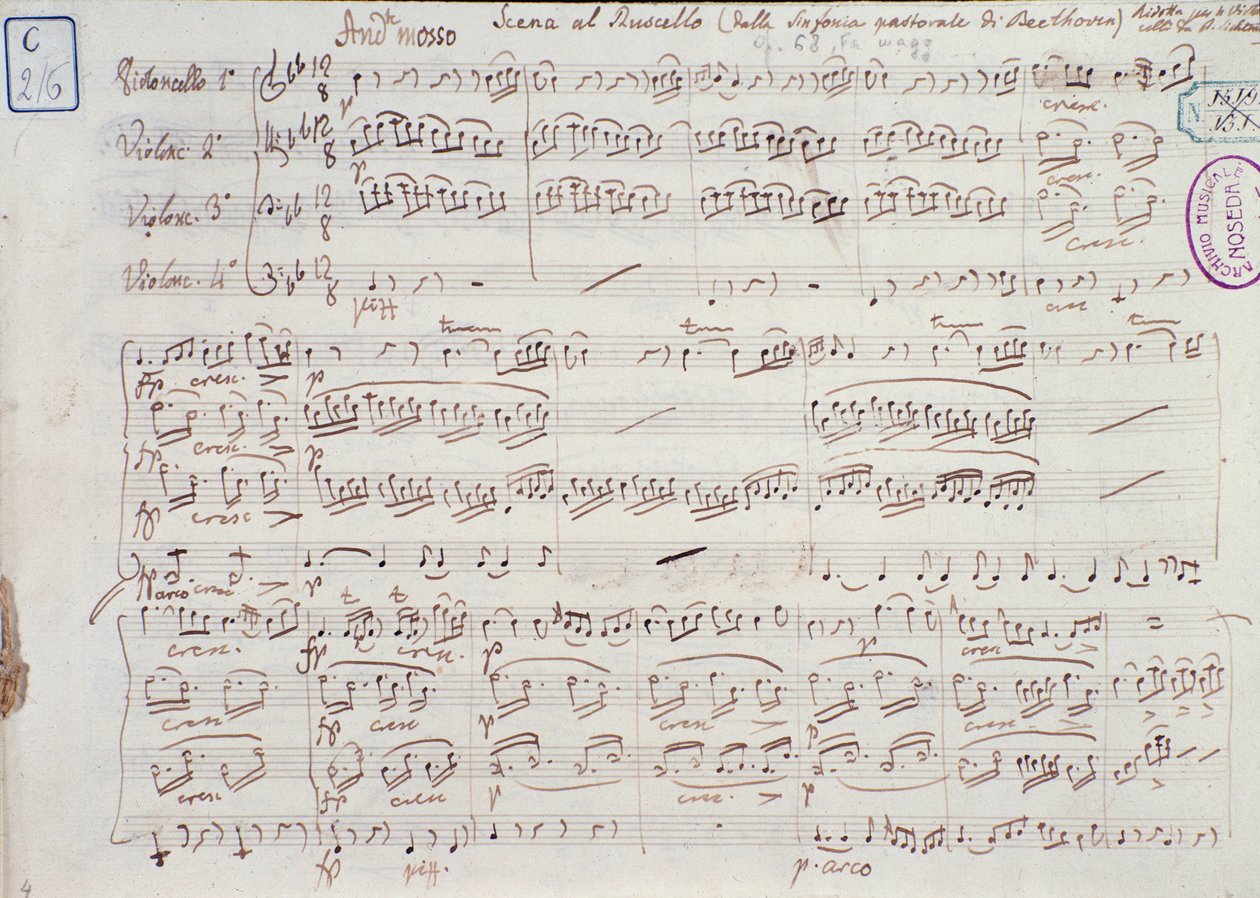 Página de la partitura de la Sinfonía n.º 6 en Fa mayor, opus 68, de Ludwig van Beethoven de Ludwig van Beethoven