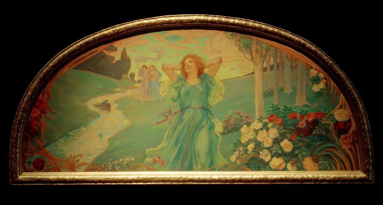 Tres chicas en el arroyo de Ludwig von Hofmann