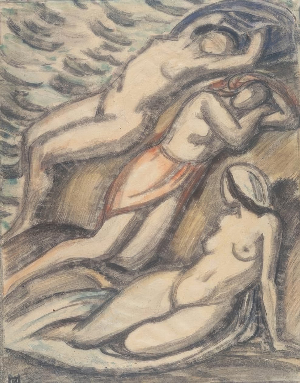 Tres mujeres bañándose de Ludwig von Hofmann