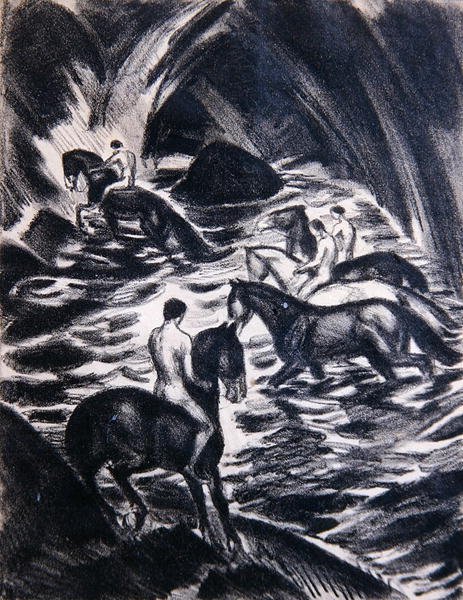 Jóvenes montando de Ludwig von Hofmann