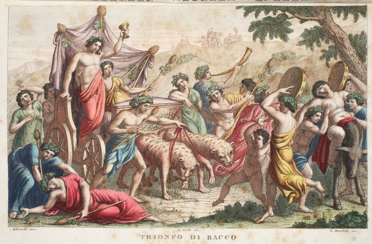 Ritos de Baco o Triunfo de Baco, Libro III, ilustración de las Metamorfosis de Ovidio, Florencia, 1832 de Luigi Ademollo