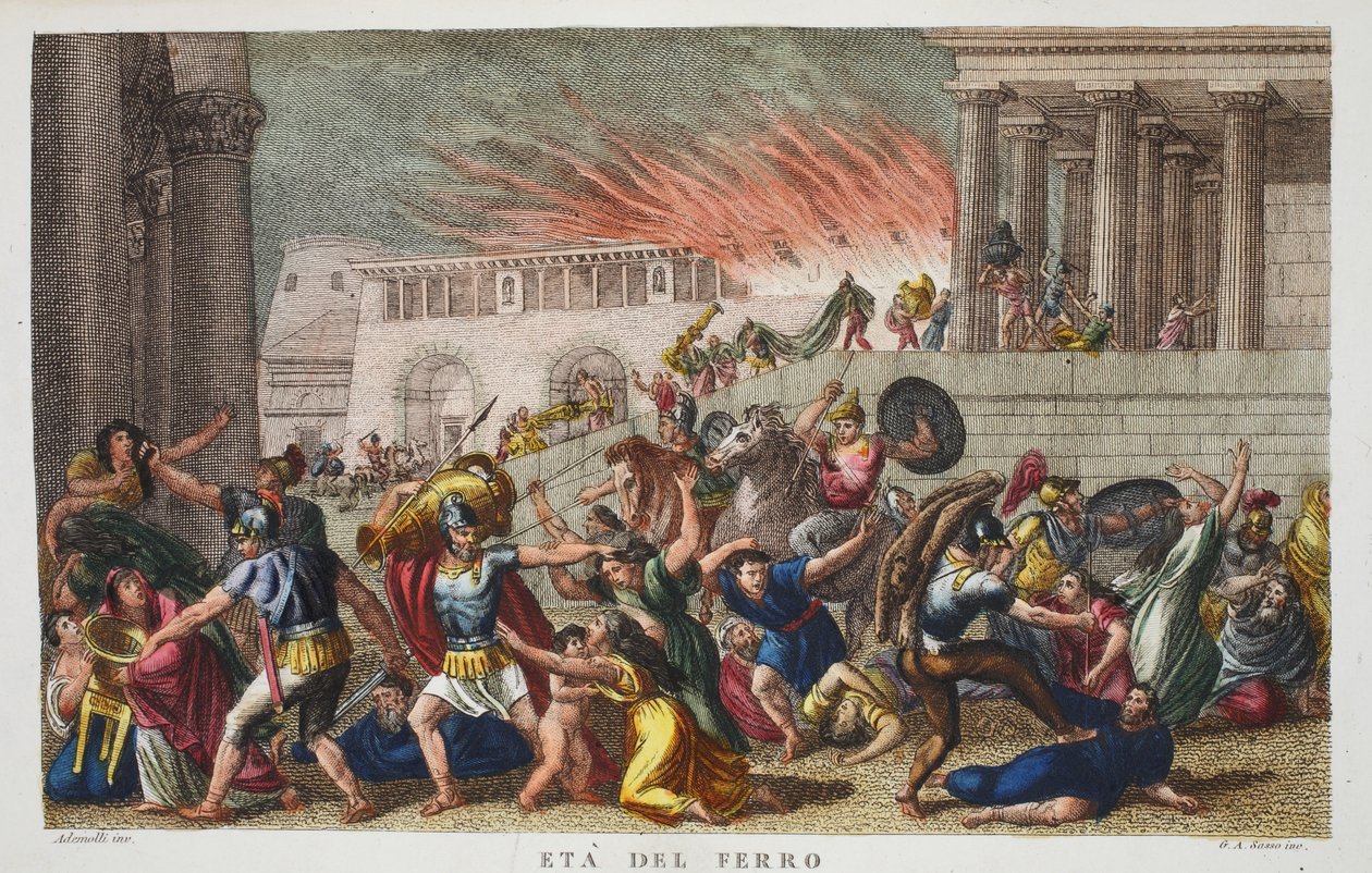 La Edad de Hierro, ilustración de las Metamorfosis de Ovidio, Florencia, 1832 de Luigi Ademollo