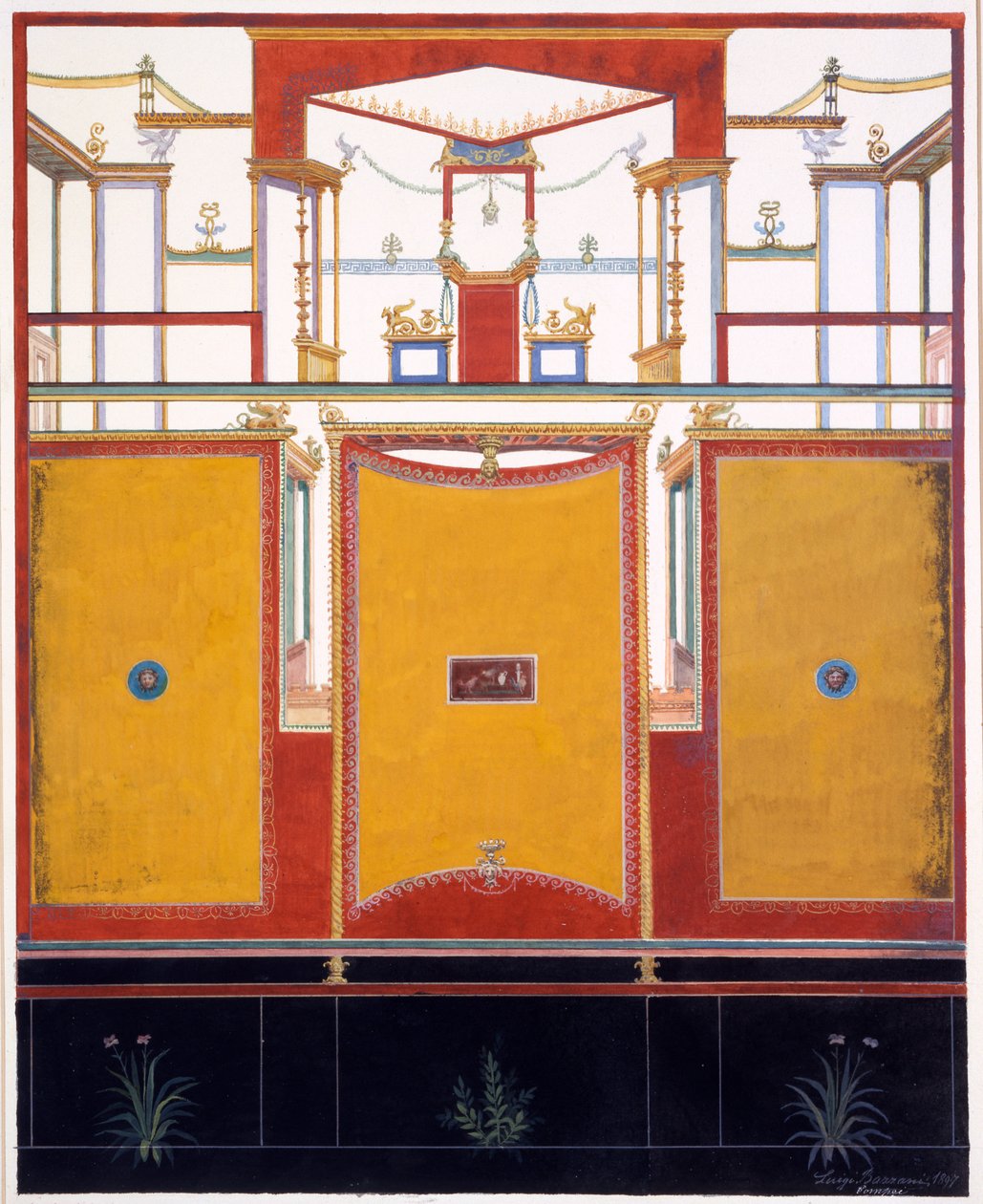 Decoraciones murales de la Casa de Aulus Vettius, Pompeya, c.36-39 d.C., 1987 de Luigi Bazzani