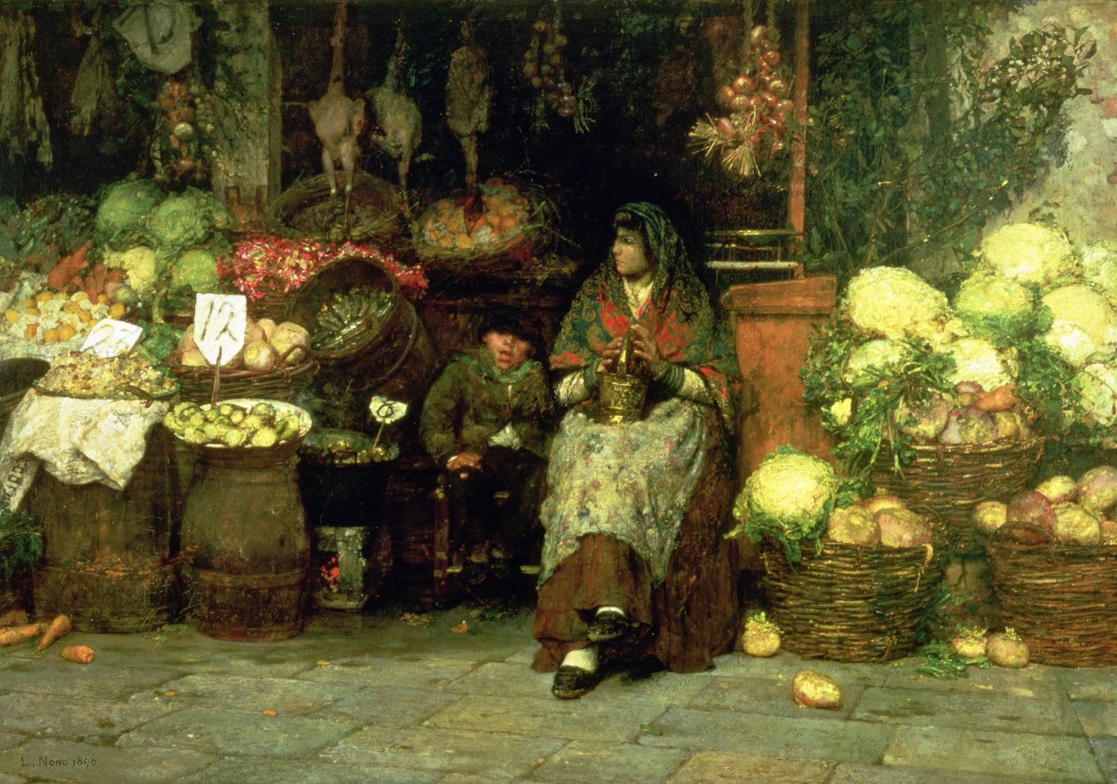 El vendedor de verduras, 1890 de Luigi Nono