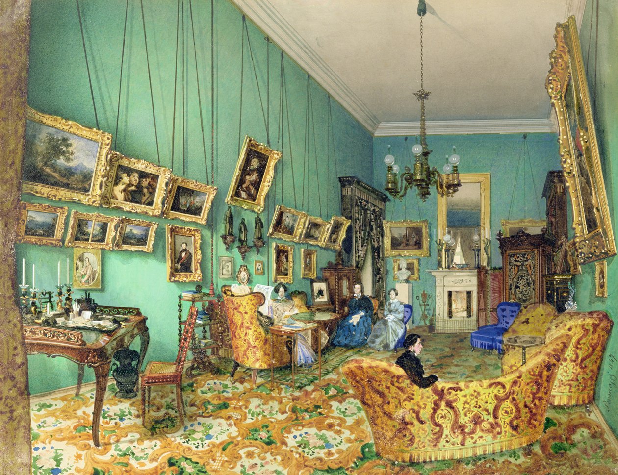 Interior de una sala de estar, 1847 de Luigi Premazzi