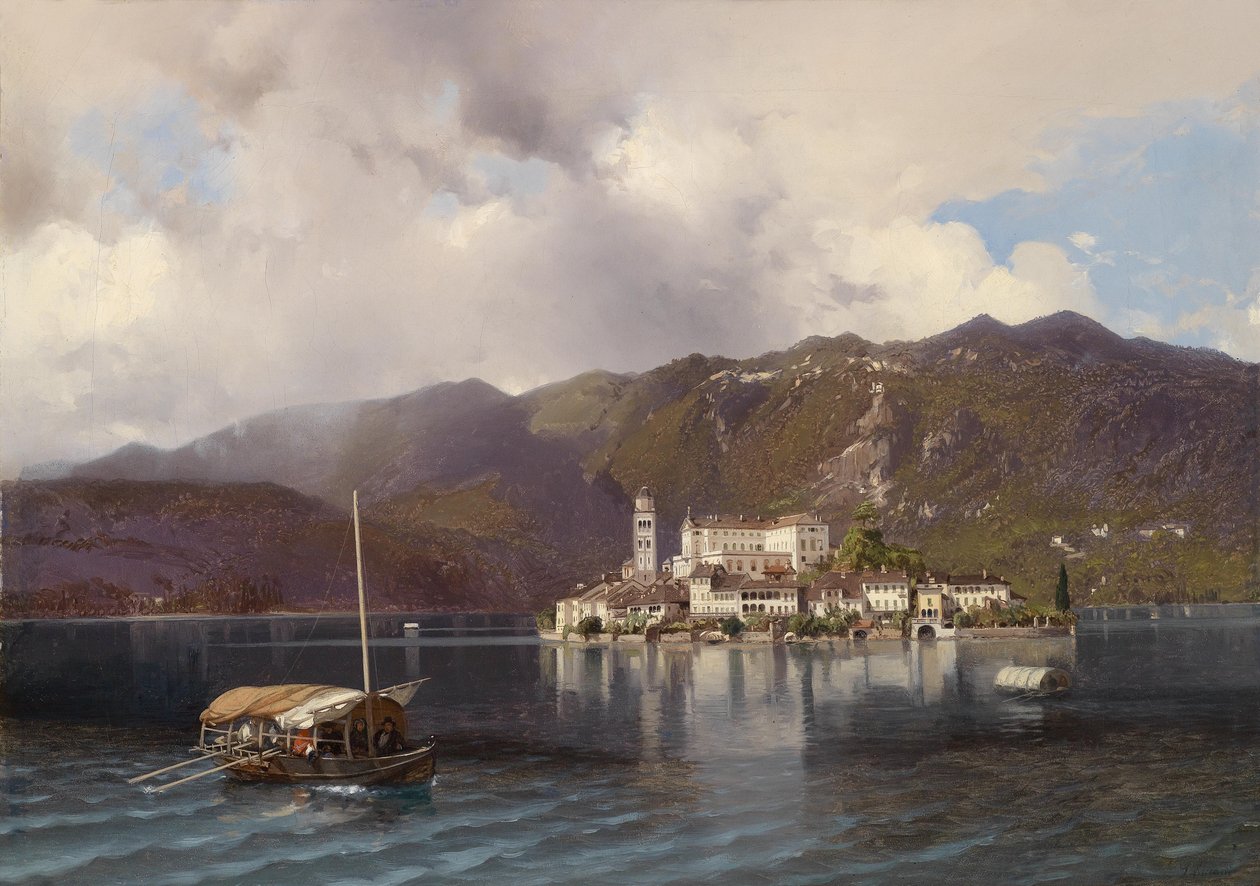 Vista de Isola San Giulio en el Lago Orta/Piamonte de Luigi Riccardi