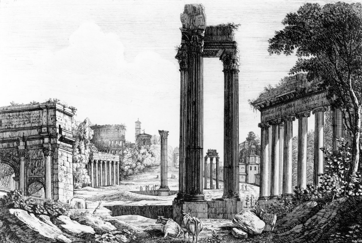 Vista General del Foro Romano, 1817 de Luigi Rossini