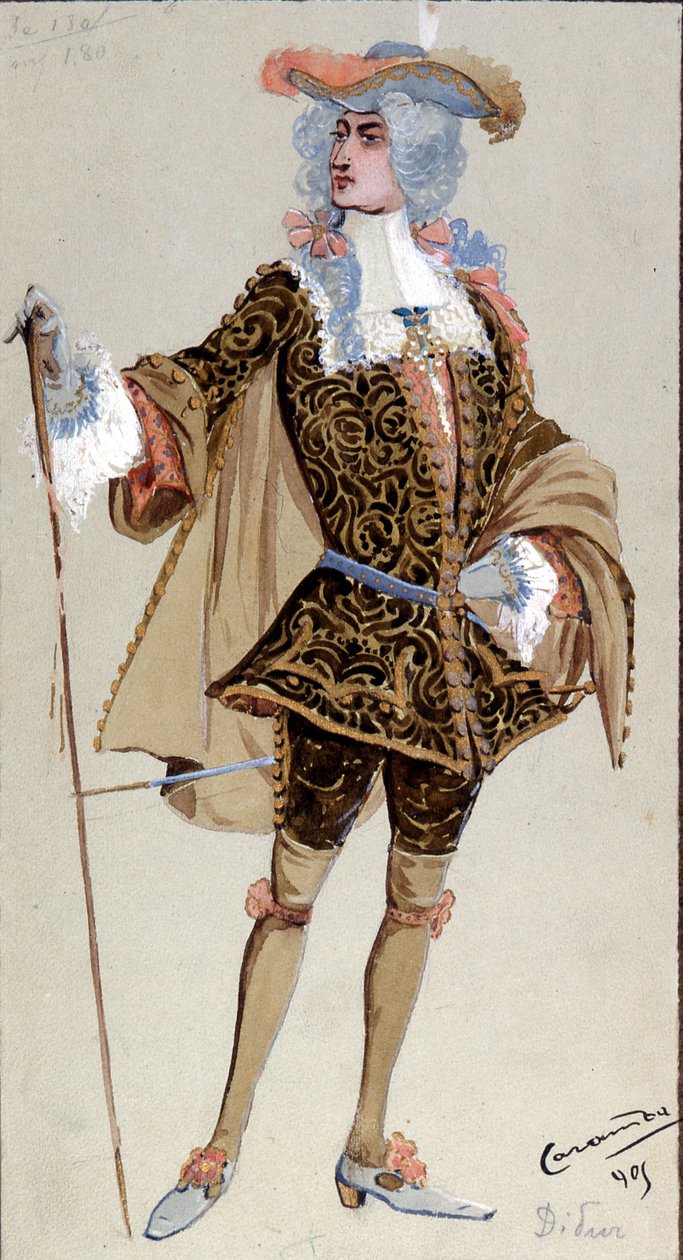 Diseño de Vestuario para el Conde Almaviva, de "Las Bodas de Fígaro", 1905 de Luigi Sapelli Caramba