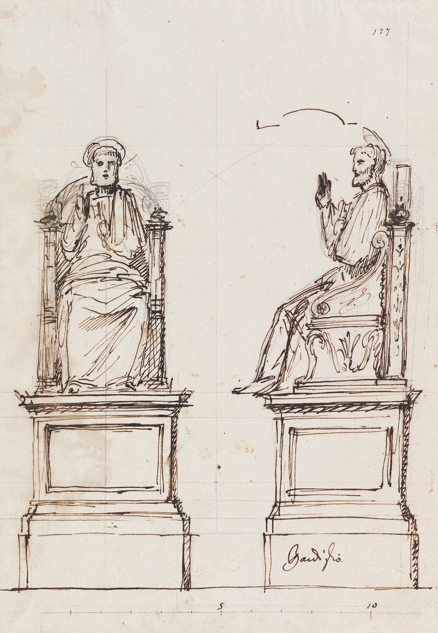 Diseño para un trono de mármol para la estatua de San Pedro, San Pedro, Roma de Luigi Vanvitelli