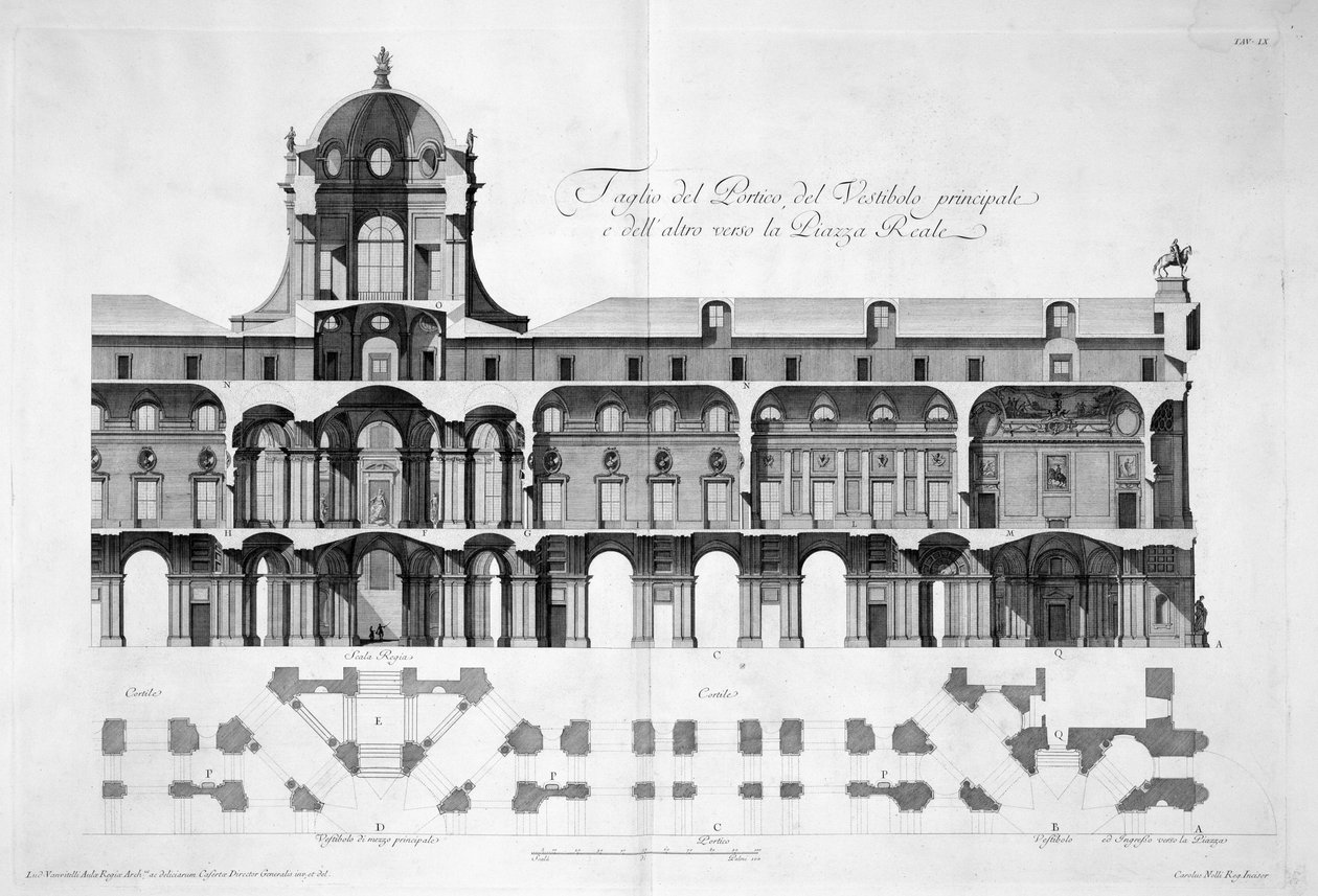 Diseño para el Palacio Real de Caserta, 1756 de Luigi Vanvitelli