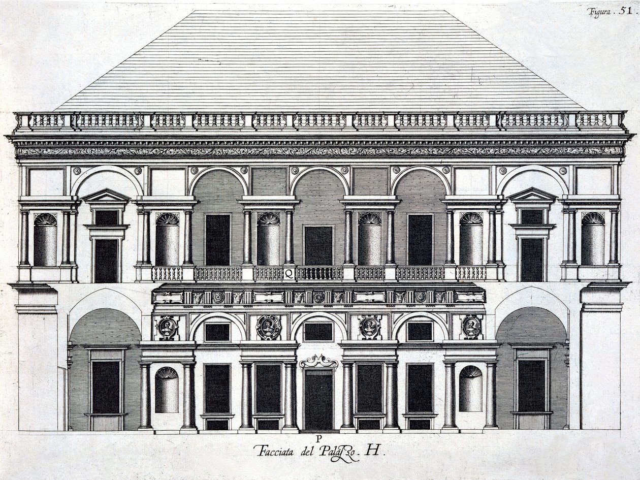 Diseño para el Palacio Real de Caserta, 1756 de Luigi Vanvitelli