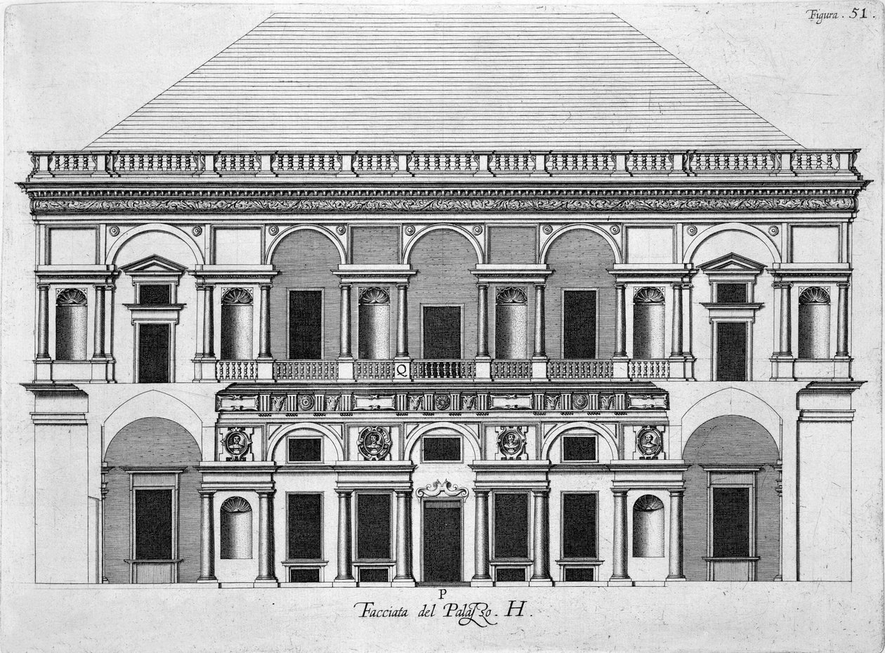 Diseño para el Palacio Real de Caserta, 1756 de Luigi Vanvitelli