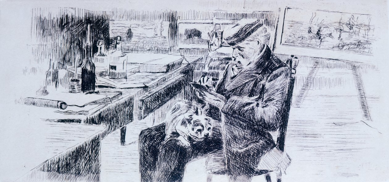 Retrato del pintor Giovanni Fattori por Luigi Levi (1858-1860 - 1939), dibujo de Luigi Levi