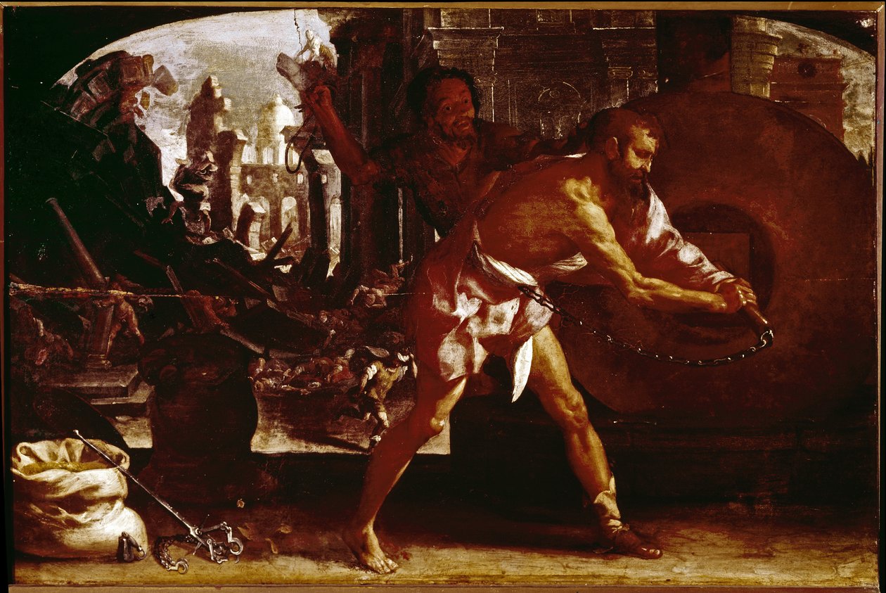 Sansón y la muela (óleo sobre lienzo, ca. 1650) de Luigi Miradori