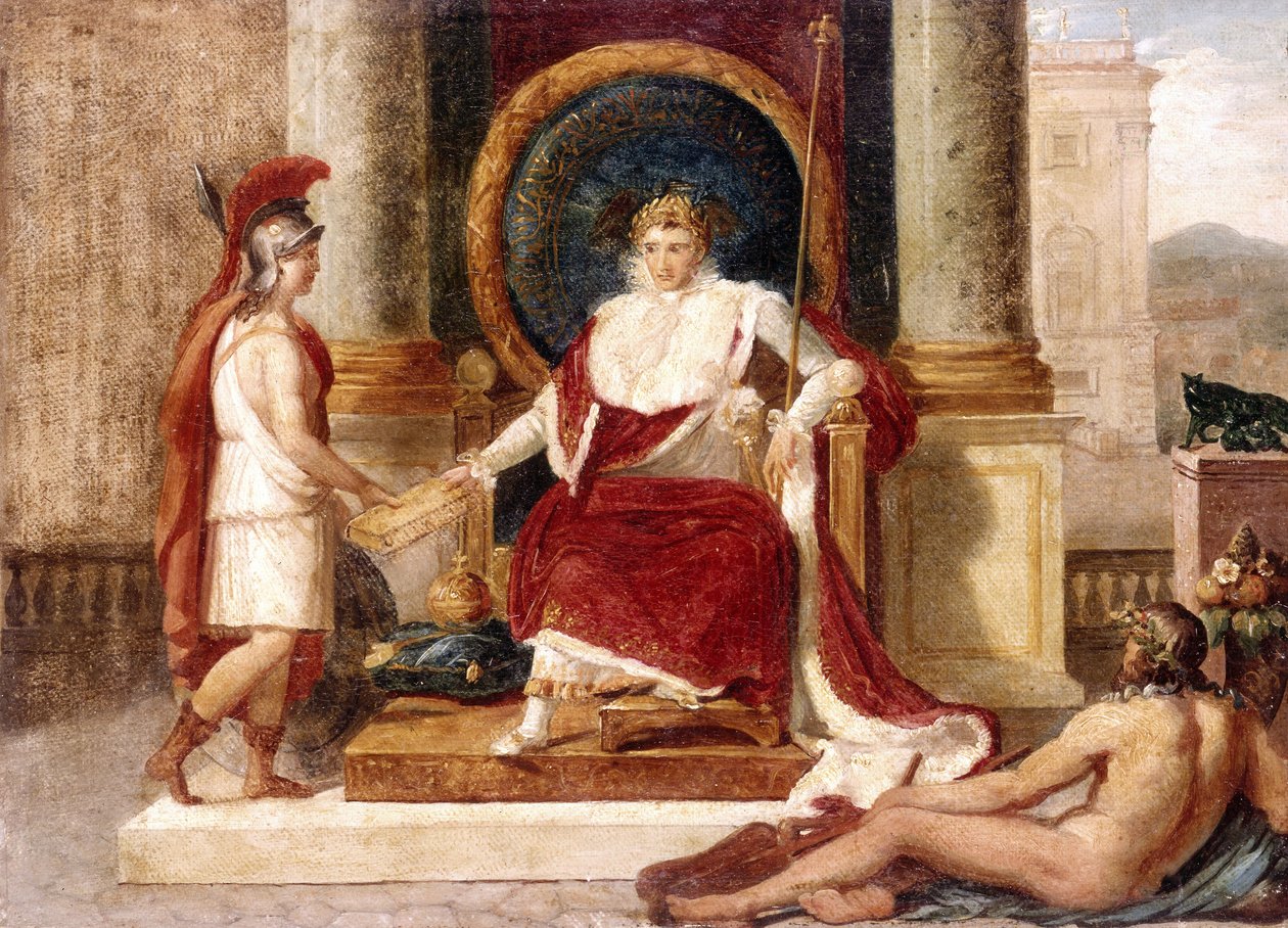 Napoleón entrega el Código de Leyes a la Diosa Roma de Luigi Agricola
