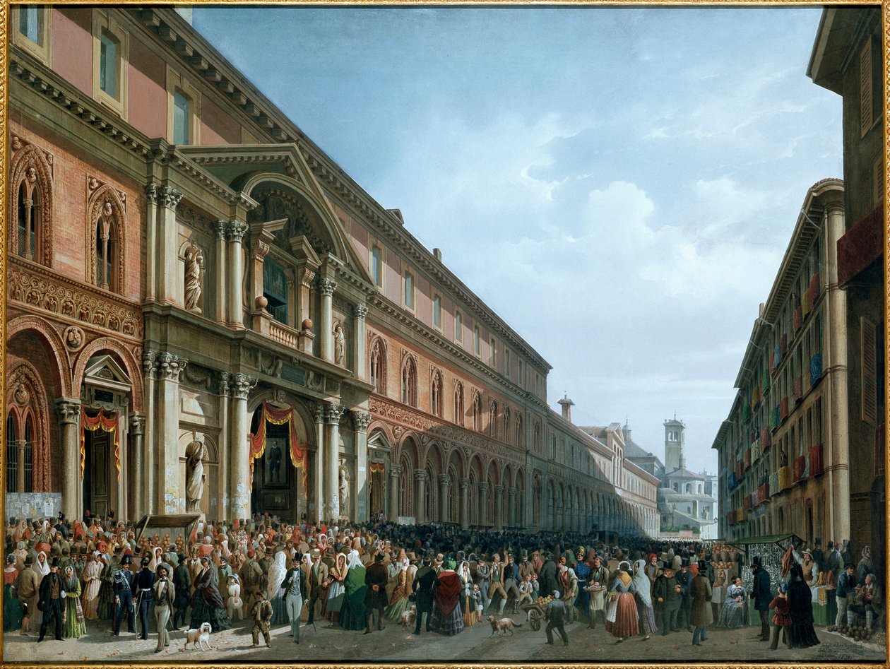 Fiesta religiosa en el Ospedale Maggiore en Milán (pintura) de Luigi Bartezzati