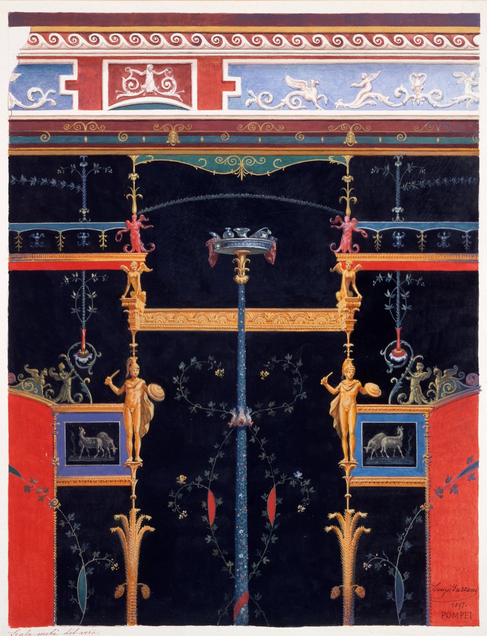 Decoraciones murales de la Casa de Aulus Vettius, Pompeya, c.36-39 d.C. de Luigi Bazzani