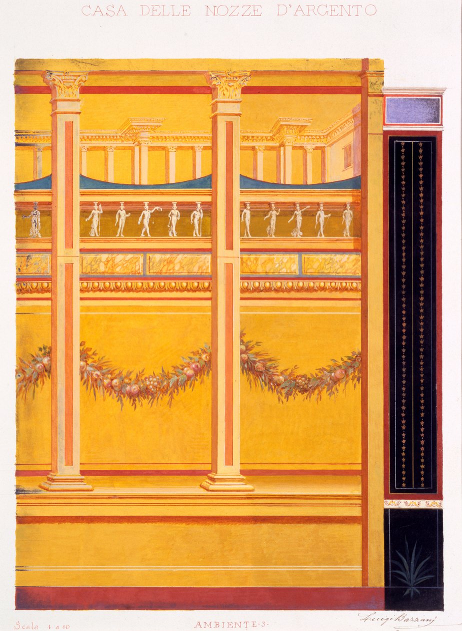 Decoraciones murales de la Casa de la Boda de Plata, Pompeya, 1897 de Luigi Bazzani