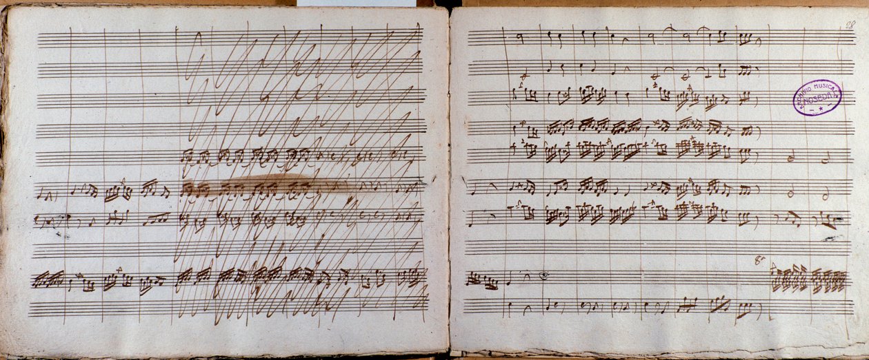 Doble página, firmada por el autor de la partitura del Concierto para violonchelo y orquesta en mi bemol de Luigi Boccherini de Luigi Boccherini
