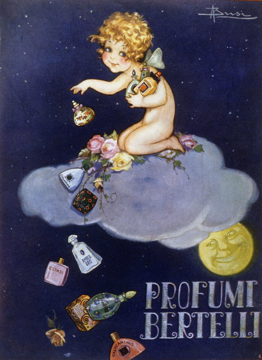 Publicidad de fragancias Bertelli. Ilustración de Brisi (Busi). de Luigi Busi