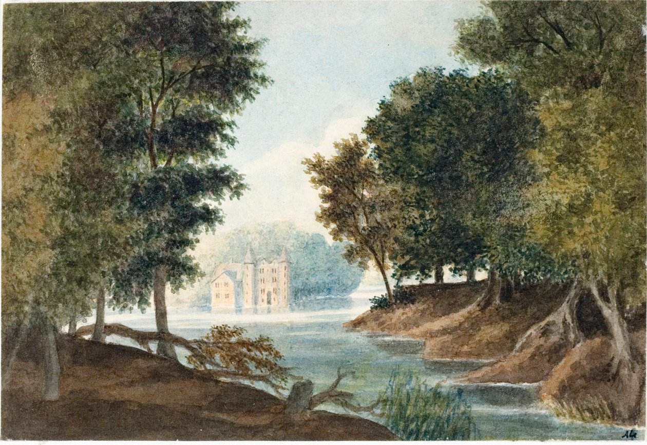 Paisaje con río y villa de Luigi Garibbo