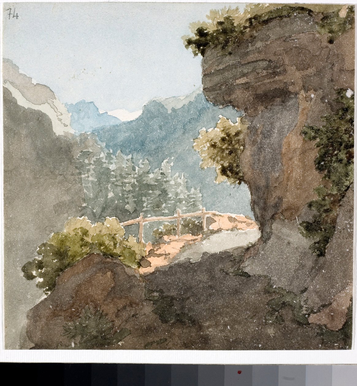 Vista de sendero de montaña (acuarela, ca 1820) de Luigi Garibbo