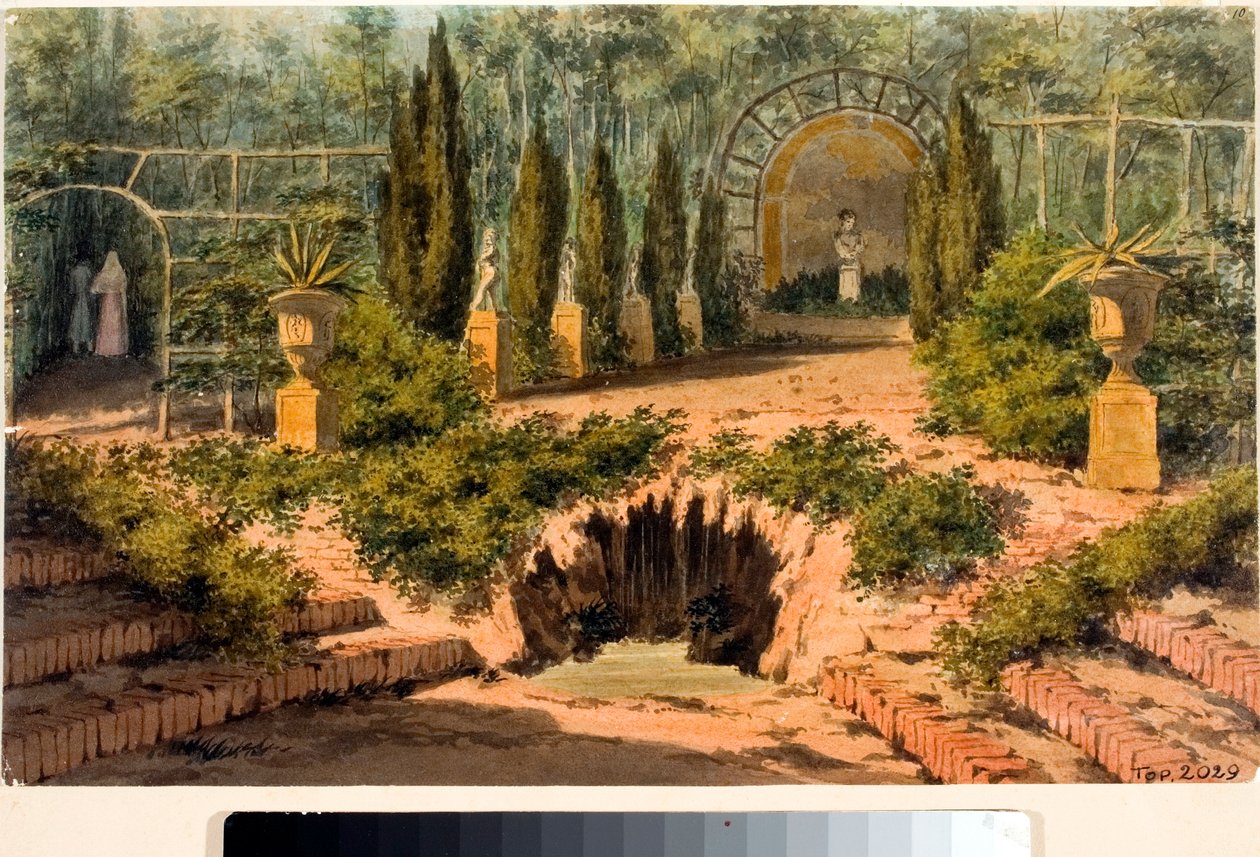 Vista del jardín de la villa Doria en Pegli cerca de Génova de Luigi Garibbo