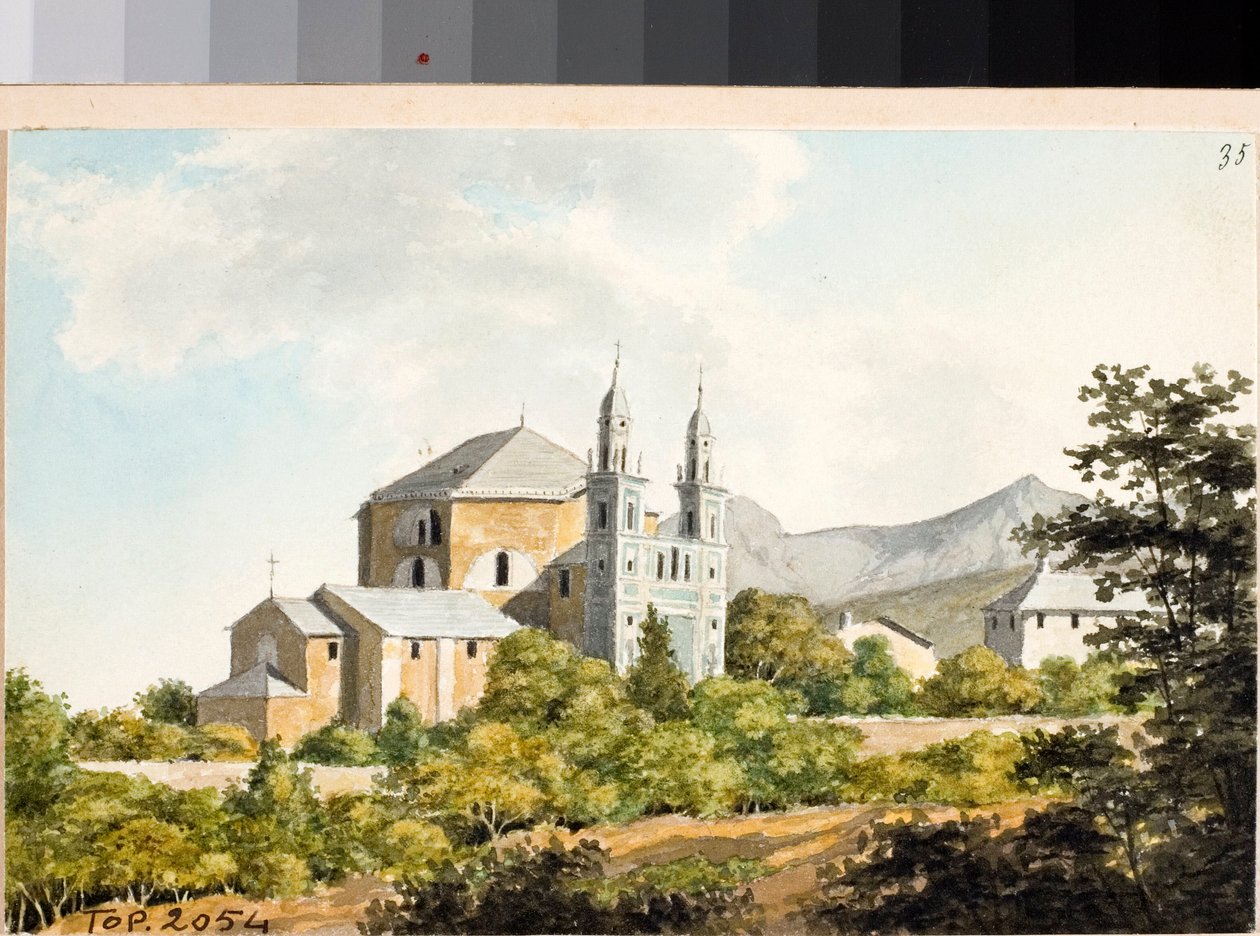 Vista sobre la iglesia de los santos Nazario y Celso en Arenzano, Génova de Luigi Garibbo
