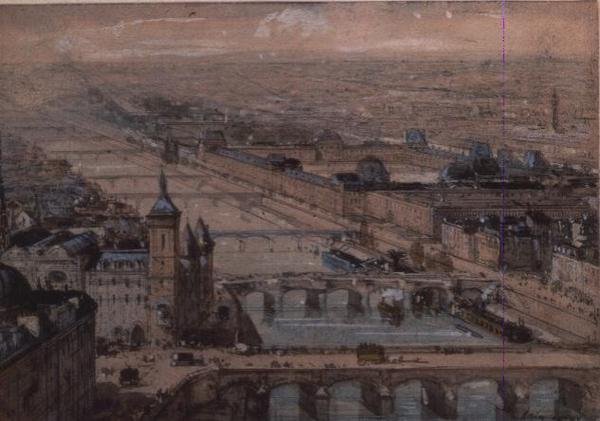 La Île de la Cité y el Palais du Louvre, París de Luigi Loir