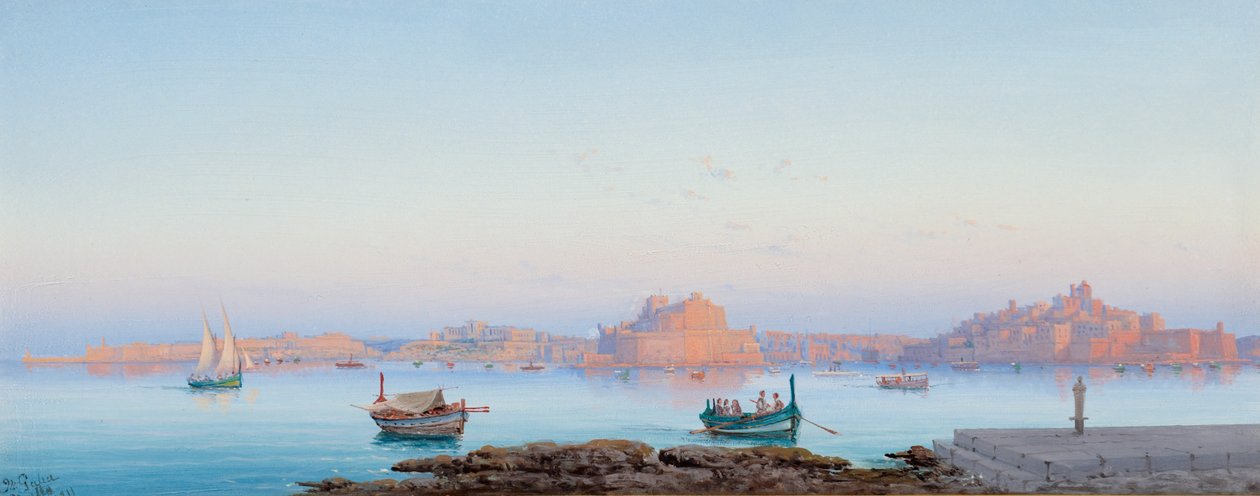 Gran Puerto, Malta, desde La Valeta, 1911 de Luigi Maria Galea