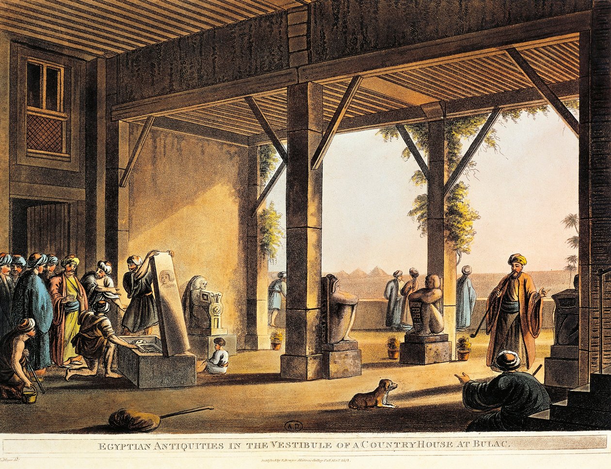 Antigüedades egipcias en el patio de una casa de Boulaq de Luigi Mayer