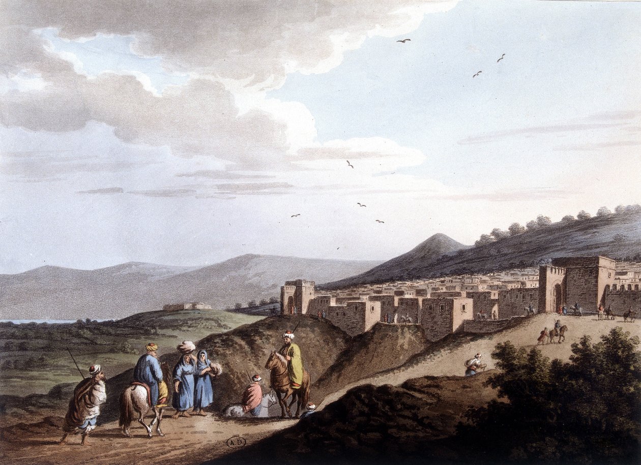 Vista de la ciudad de Belén. En “Vista del Dominio Otomano en Europa en Asia y otras islas del Mediterráneo”. De dibujos originales de Luigi Mayer, Londres de Luigi Mayer