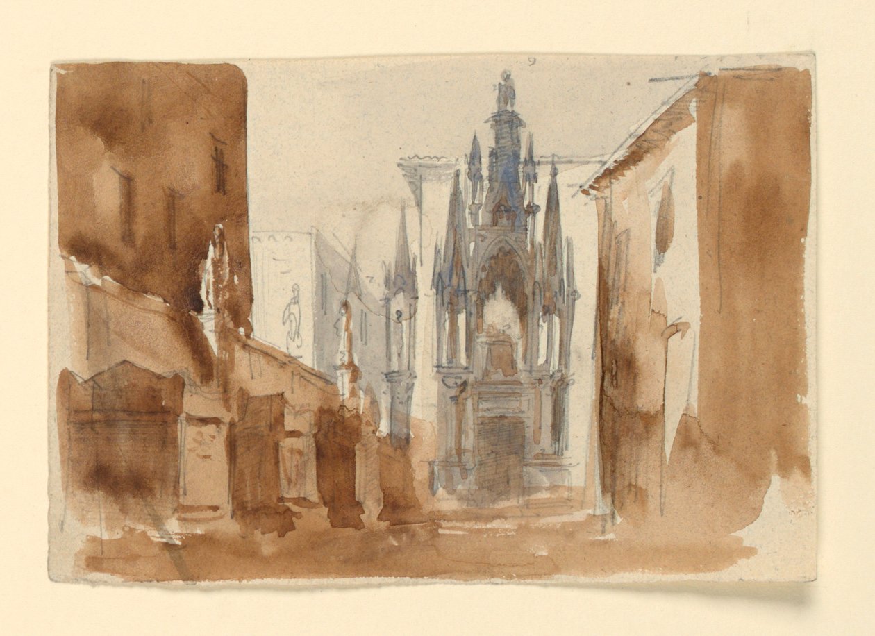 Diseño escénico, tumba en forma monumental de Luigi Ricci