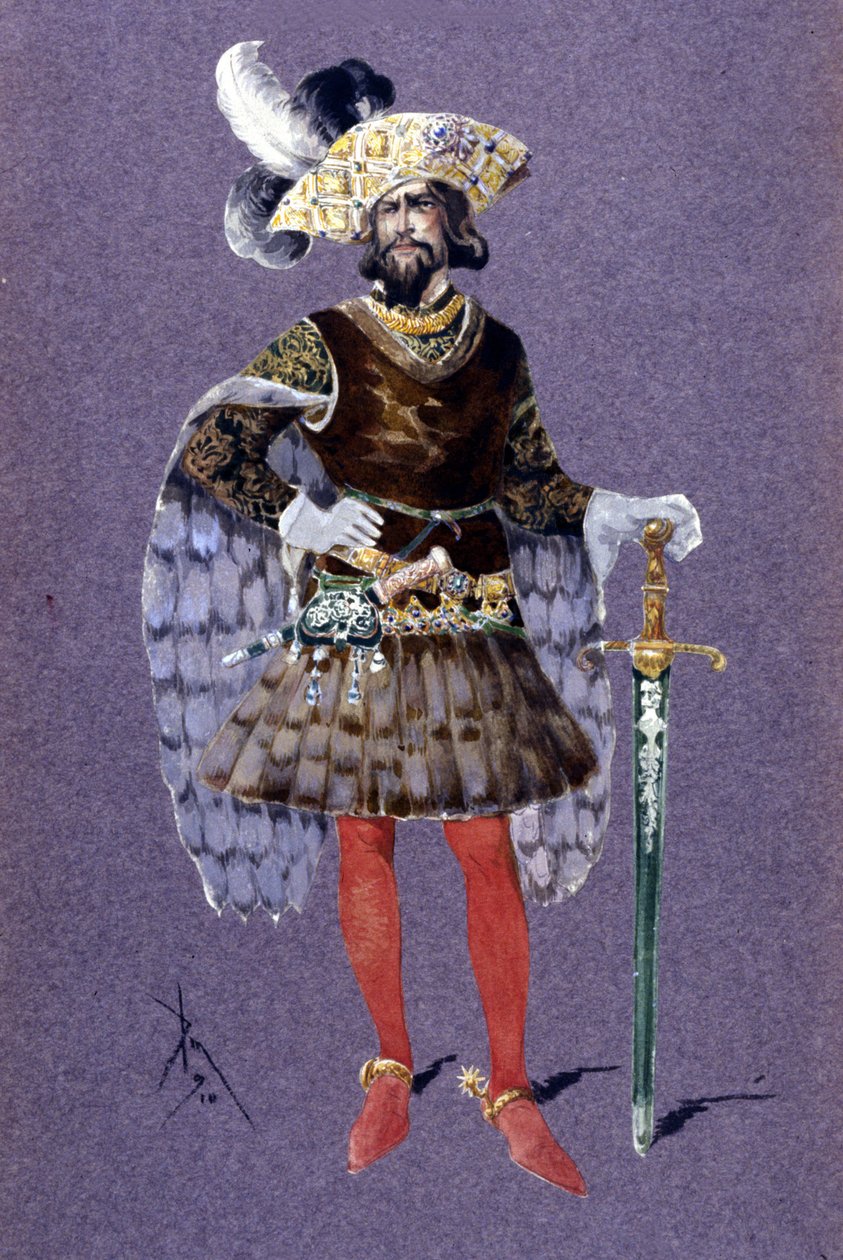 Barba Azul. dibujo de Luigi Sapelli Caramba (1865-1936) de 1910 para la ópera Ariane y Barba Azul de Paul Dukas de Luigi Sapelli Caramba