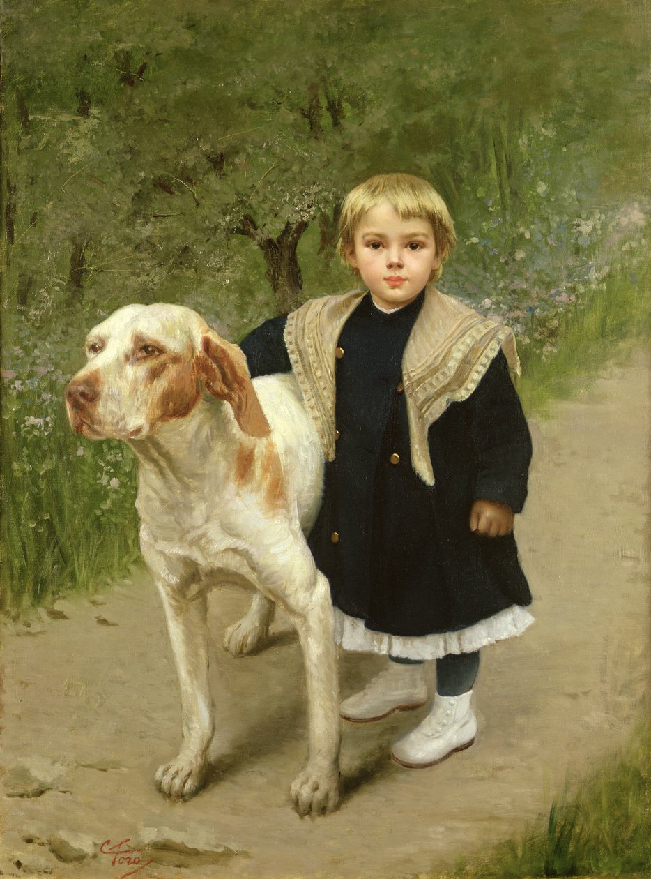 Niño Pequeño y un Perro Grande de Luigi Toro